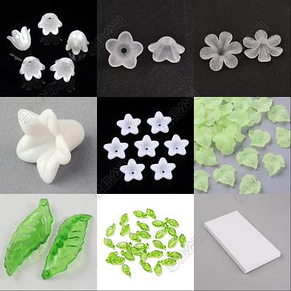 DIY Jewelry Making Findings Kit, Including ABS Plastic Imitation Pearl Beads, Acrylic Beads & Pendants, Flower & Leaf
