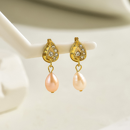 Элегантные серьги-кольца с каплевидной формой из жемчуга и страз для женщин на свидание