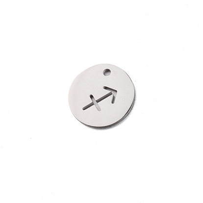 304 Stainless Steel Pendants, Flat Round with Constellation Pattern