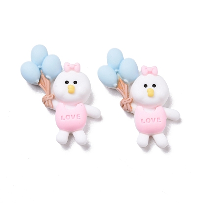 Opaque Resin Cabochons, DIY Accessories, Bird with Balloon