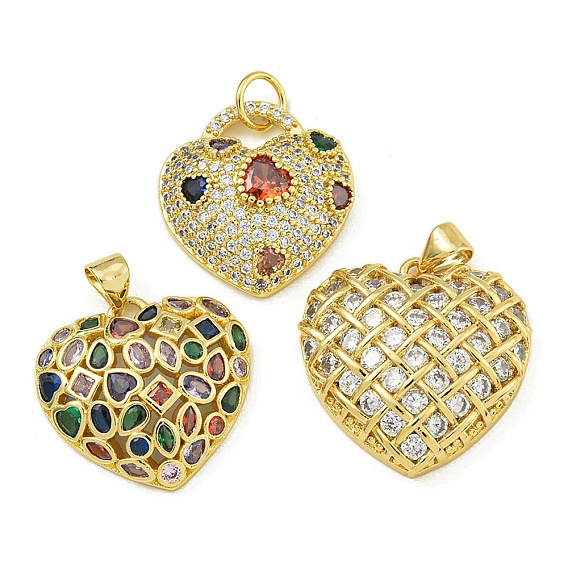 Подвески из кубического циркония с покрытием из латуни, без свинца и без кадмия, сердце