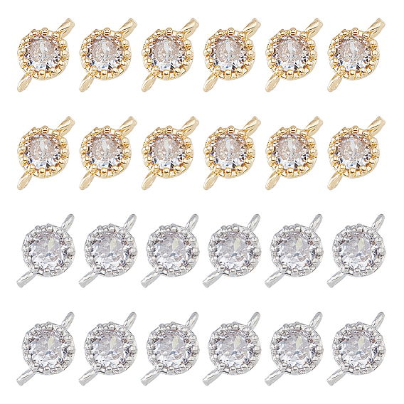 24 шт. 2 цвета цветок латунь микро паве кубический цирконий звенья, без кадмия, без никеля и без свинца