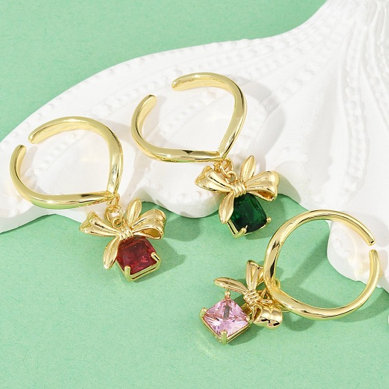 Латунные микропаве кубические цирконии регулируемые открытые манжеты кольца для женщин, подарок, стойки покрытие, прочное покрытие, без кадмия и без свинца