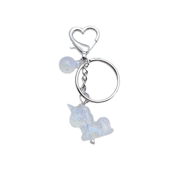 Светящийся брелок с акриловыми подвесками, с металлом, единорог