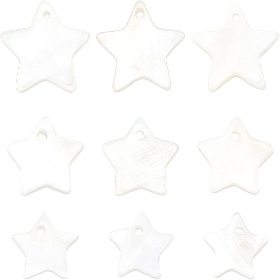 90Pcs 3 Style Freshwater Shell Pendants, Star