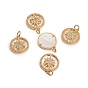 Латунные микропаве прозрачные подвески с фианитом, с оболочкой и кольцами для прыжков, плоские круглые со звездой