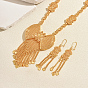 Conjuntos de pendientes y collares vintage de aleación hueca con borla y lazo para mujer.