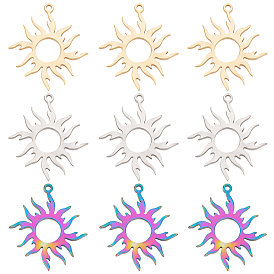 18 шт. 3 цвета 304 подвески из нержавеющей стали, солнце