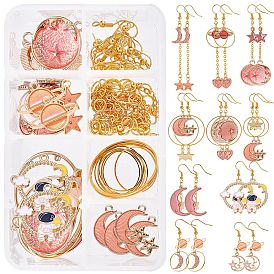 Boucles d'oreilles bricolage faisant des kits, y compris 9 pendentifs de style, Liens en alliage, Perles en verre nacré, chaînes en laiton, anneaux de liaison, anneaux de saut ouverts et crochets de boucles d'oreilles, mélange en forme