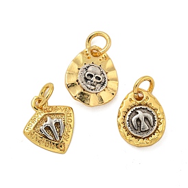 Long-Lasting Plated Brass Pendants, with Jump Rings, Real 18K Gold Plated & Antique Silver