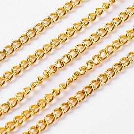 Unwelded Iron Twisted Chains, Curb Chains, with Spool, 3.3x2.1x0.6mm