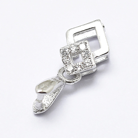 925 Sterling Silber Micro Pave Zirkonia Anhänger Bails, Eispickel & Prise Bügel, Karo