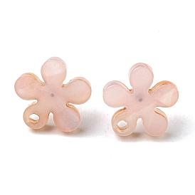 Acrylic Stud Earring Findings, with 304 Stainless Steel Pin, Flower