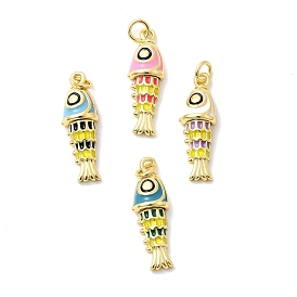 Латунь эмаль подвески, рыба, с целью перехода в кольце, долговечный, стойки покрытие, без свинца и без кадмия, реальный 18 k позолоченный