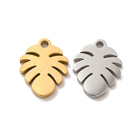 Ion Plating(IP) 304 Stainless Steel Charms, Monstera Leaf