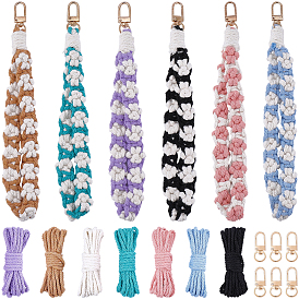 DIY Jewelry Making Kits, Including 44M 7 Colors Cotton String Threads for Crafts Knitting Making, with 6Pcs Alloy Swivel Clasps
