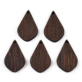 Natural Wenge Wood Pendants, Undyed, Teardrop Charms