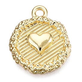 Alloy Pendants, Flat Round with Heart