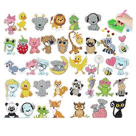 Animals DIY Diamond Painting Sticker Kit, Including PVC Rhinestones Bag, Diamond Sticky Pen, Tray Plate and Glue Clay