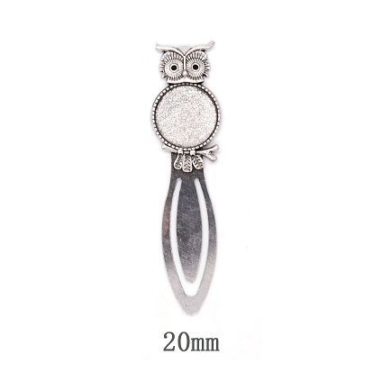 Tibetan Style Antique Silver Plated Zinc Alloy Bookmarks Cabochon Settings, Bookmark Findings, Flower/Plam/Owl/Round/Skull/Helm/Oval