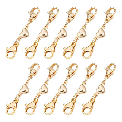 10шт 304 застежки-карабины из нержавеющей стали, с латунной сердца ссылкам