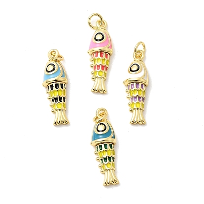 Латунь эмаль подвески, рыба, с целью перехода в кольце, долговечный, стойки покрытие, без свинца и без кадмия, реальный 18 k позолоченный