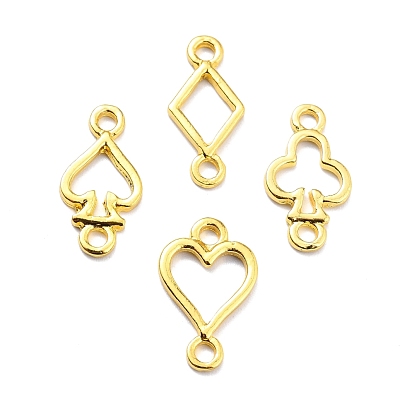 Open Back Bezel Connector Charms, For DIY UV Resin, Epoxy Resin, Pressed Flower Jewelry, Golden, Poker