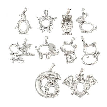 Сеттинги для кулона (кабошонов), латунь , настройки открытой спины, животных серии, платина