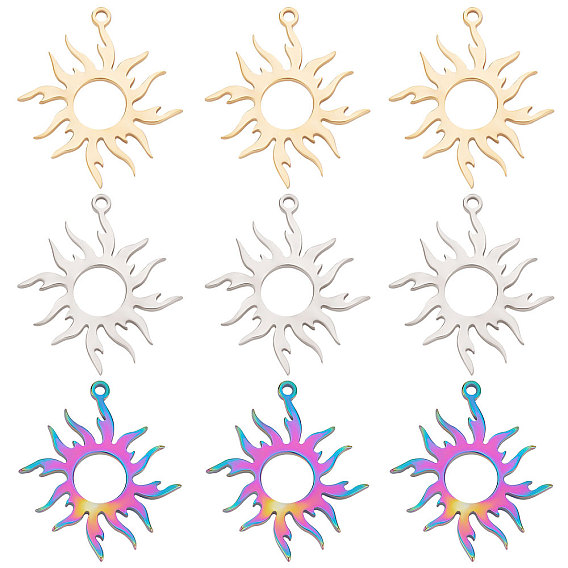 18 шт. 3 цвета 304 подвески из нержавеющей стали, солнце
