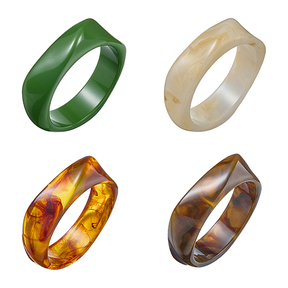 4шт. 4 цветные браслеты из смолы для женщин, квадратный