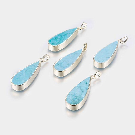 Природные подвески Говлит, с латунной фурнитурой , окрашенные, капля, золотые