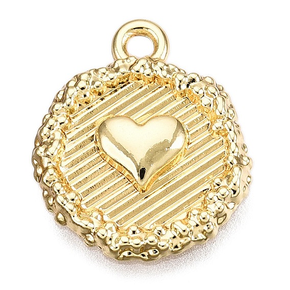 Подвески из сплава , плоско-круглые с сердцем