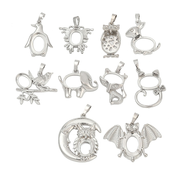 Сеттинги для кулона (кабошонов), латунь , настройки открытой спины, животных серии, платина