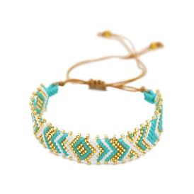 Boho Chic Miyuki Beaded Diamond Pattern Ethnic Bracelet - Handmade Fashion Accessory