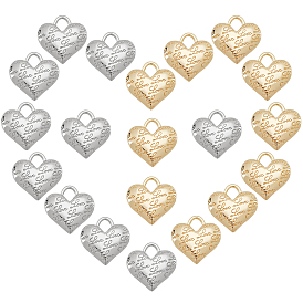 Nbeads 20Pcs 2 Colors Alloy Pendants, Cadmium Free & Lead Free, Heart with Word Love