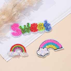 European station hat accessories sequin cloth stickers cartoon rainbow English letters beads embroidered cloth stickers trendy brand