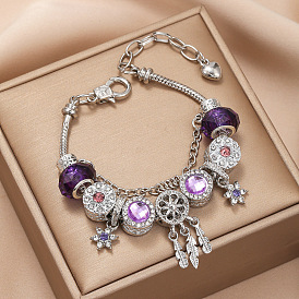 Mode rêveur violet pan famille bracelet femmes dreamcatcher réseau étoile à six branches mystérieux violet série bijoux bracelet
