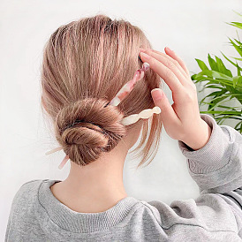 Modern Minimalist Hairpin with Chinese Vinegar Acetic Acid Board for Chic Bun Hairstyles