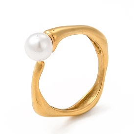 Placage ionique (ip) 304 anneaux de manchette en acier inoxydable, anneau ouvert perle en plastique blanc pour femme homme, carrée