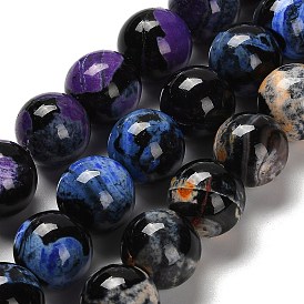 Крашеные бусины из натурального огненного агата с треском, круглые