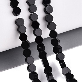 Natural Obsidian Beads Strands, Hexagon