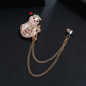 Sparkling Snowman Brooch: Cute Christmas Accessory with Rhinestones and Oil Drops