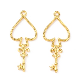 Alloy Open Back Bezel Pendants, For DIY UV Resin, Epoxy Resin, Long-Lasting Plated, Pressed Flower Jewelry, Spades with Key