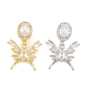 Латунные микропаве прозрачные подвески с фианитом, бабочки прелести, без кадмия и без свинца, стойки покрытие, долговечный