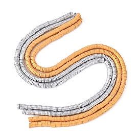 4 пряди 2 раскраски бусин из полимерной глины ручной работы, с блеском порошок, плоско-круглые