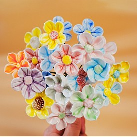 Keramikblumenstiele mit Eisenstiel, Dekorative künstliche Blumenstecker für Vasen und Wohndekoration