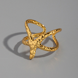 Регулируемые 304 манжеты из нержавеющей стали с открытыми кольцами для женщин, морская звезда