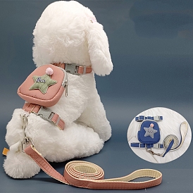 Регулируемый комплект шлейки и поводка для собаки из полиэстера, неэластичные рюкзаки для щенков, звезда картины