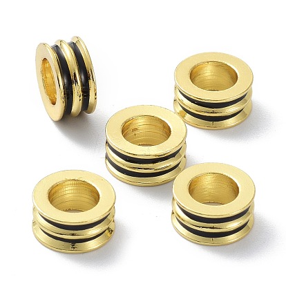 Brass Enamel European Beads, Large Hole Beads, Long-Lasting Plated, Lead Free & Cadmium Free, Real 18K Gold Plated, Column