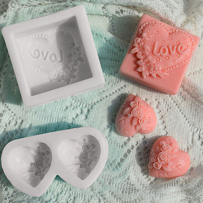 Valentine's Day Heart/Word Food Grade Silicone Molds, Fondant Molds, for DIY Cake Decoration, Chocolate, Candy, UV Resin & Epoxy Resin Craft Making